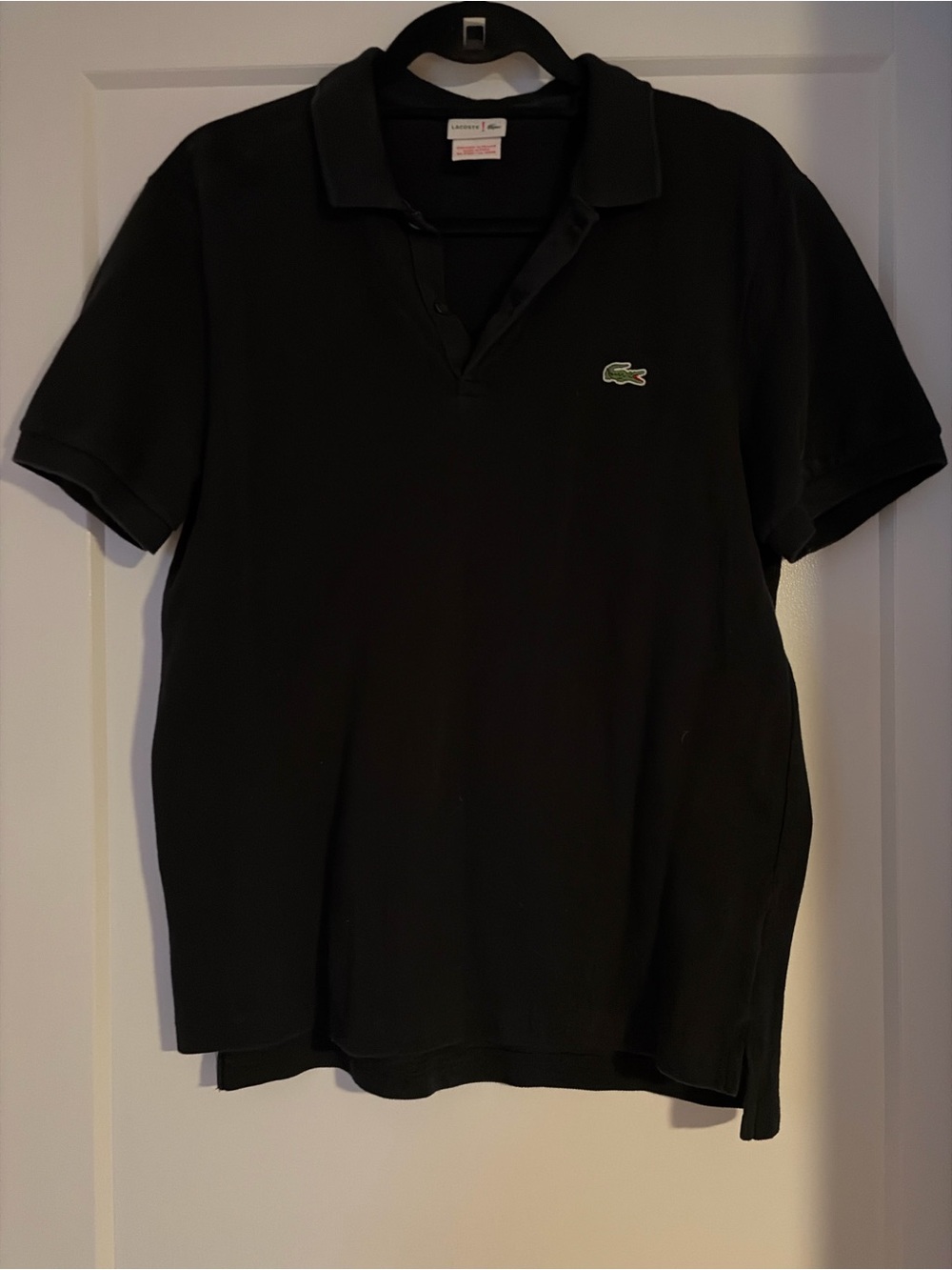 Lacoste Men’s Black Polo with Green Crocodile Logo